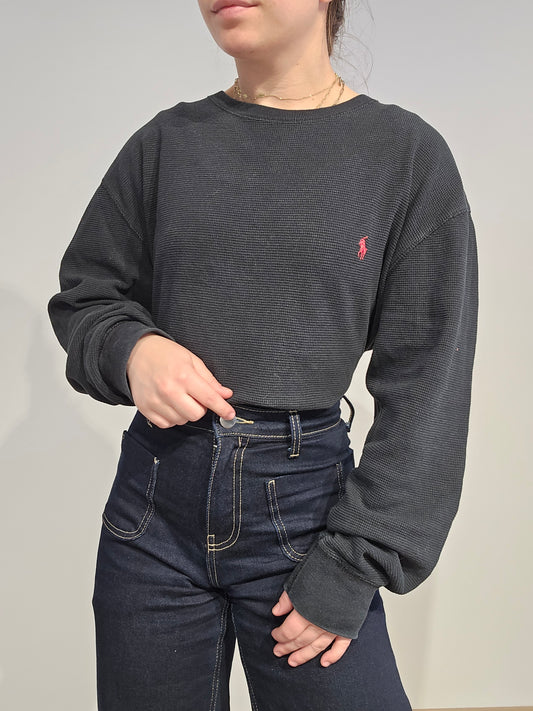 Pull léger en coton noir - XL