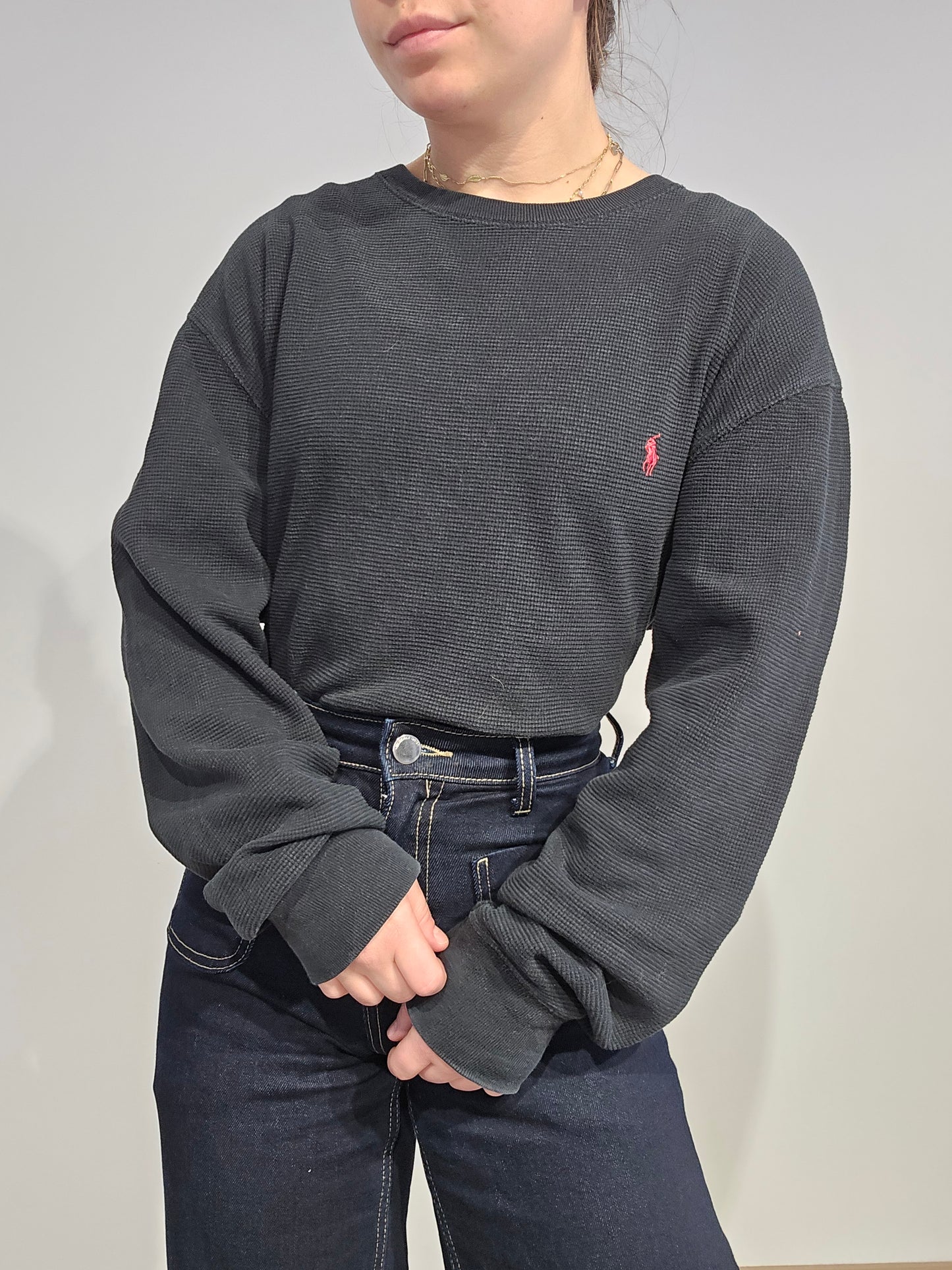 Pull léger en coton noir - XL