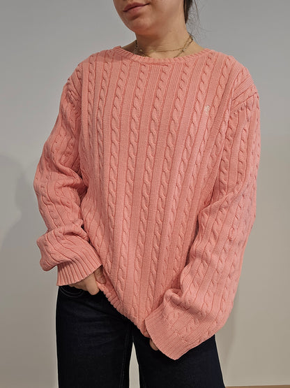 Pull en maille torsadée rose collection RLR - XL