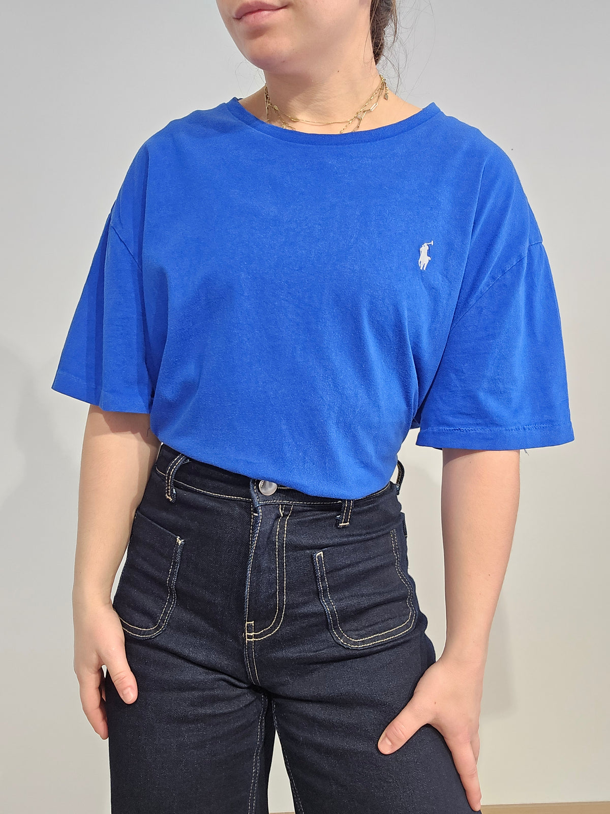 Tee-shirt custom fit en coton bleu - XL