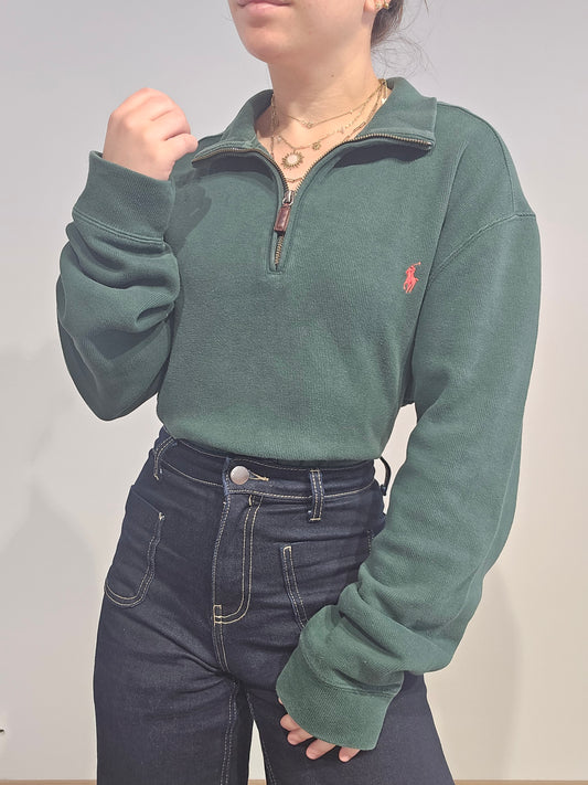 Pull camionneur en coton vert foncé - M/L