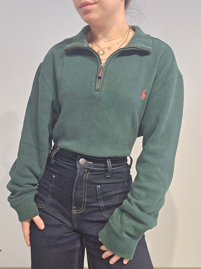Pull camionneur en coton vert foncé - M/L