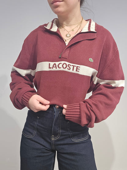Pull camionneur en coton bordeaux vintage - XL
