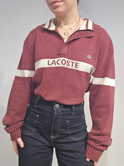 Pull camionneur en coton bordeaux vintage - XL