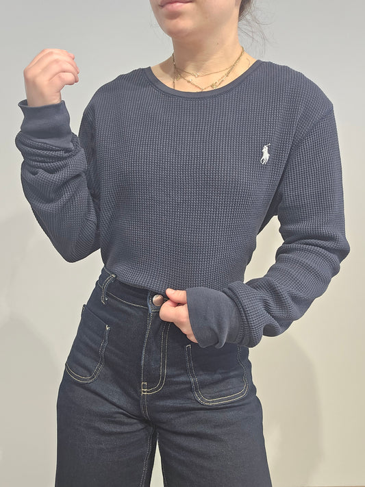 Pull léger en coton marine - M