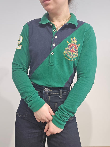 Polo en coton vert et noir - S/M