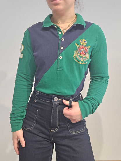 Polo en coton vert et noir - S/M