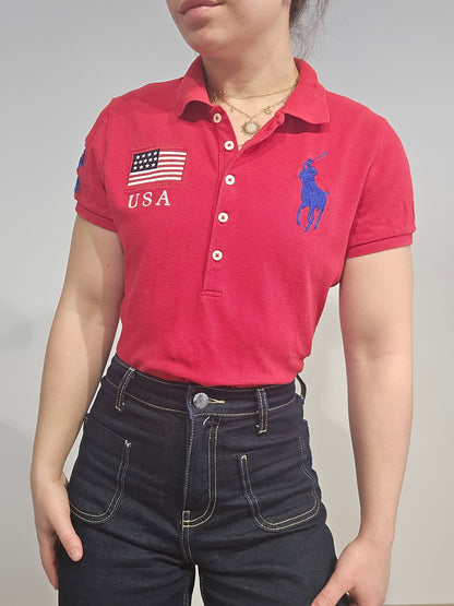 Polo en coton rouge - S