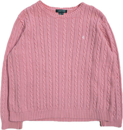 Pull en maille torsadée rose collection RLR - XL
