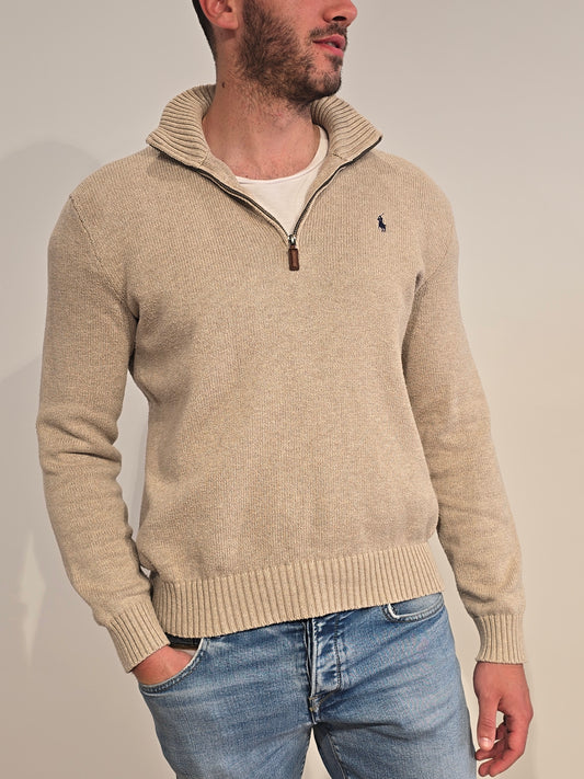 Pull camionneur Ralph Lauren en maille beige - M