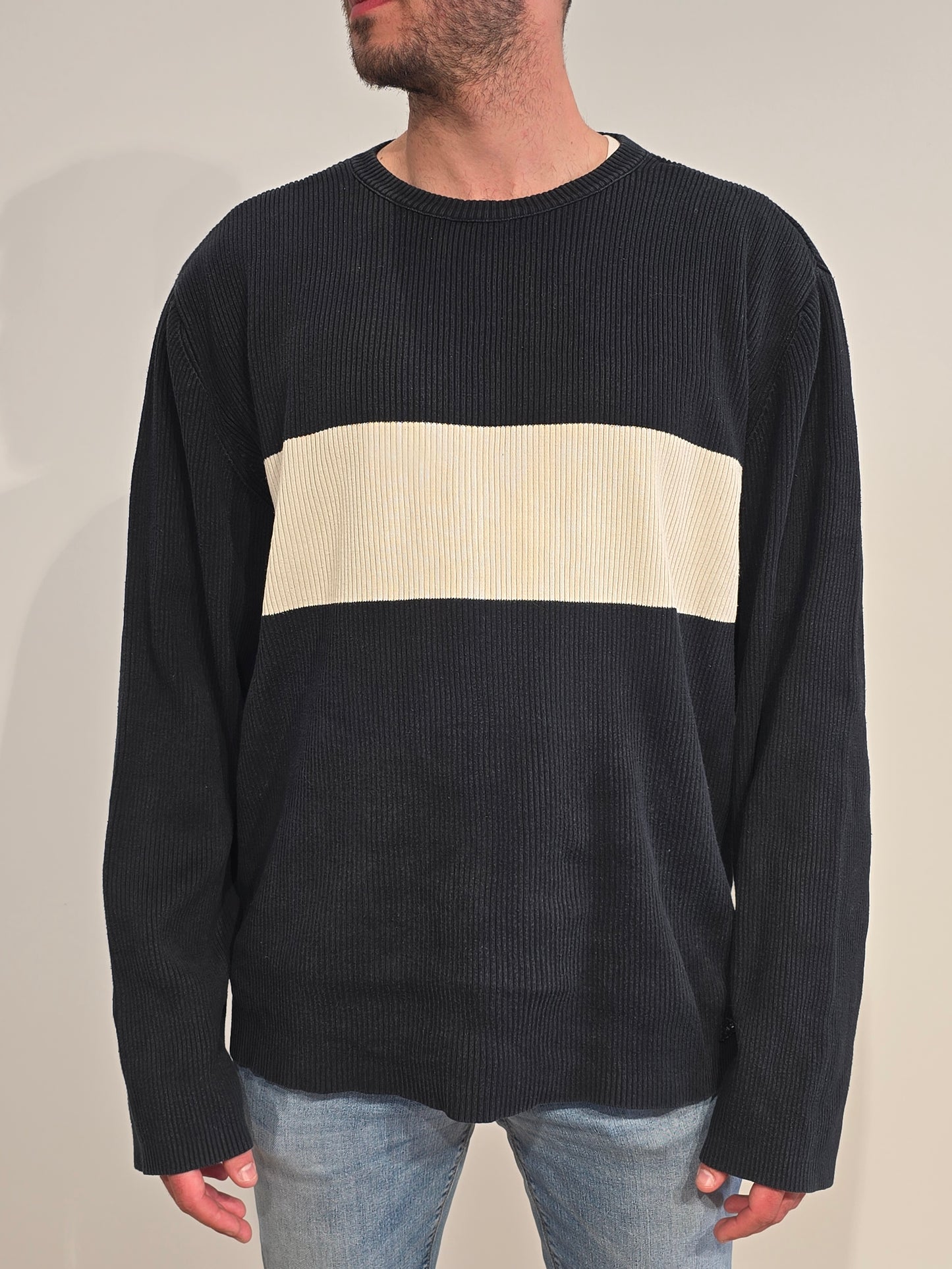 Pull en maille noir et blanc vintage - XL