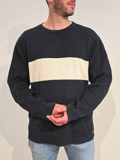 Pull en maille noir et blanc vintage - XL