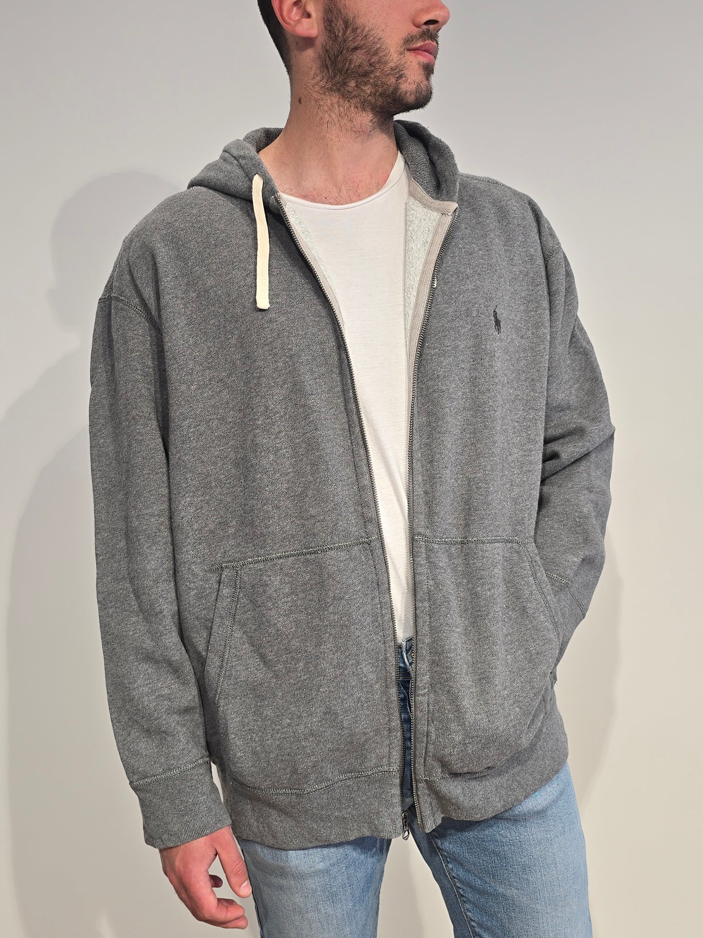 Veste à capuche en coton gris - XXL