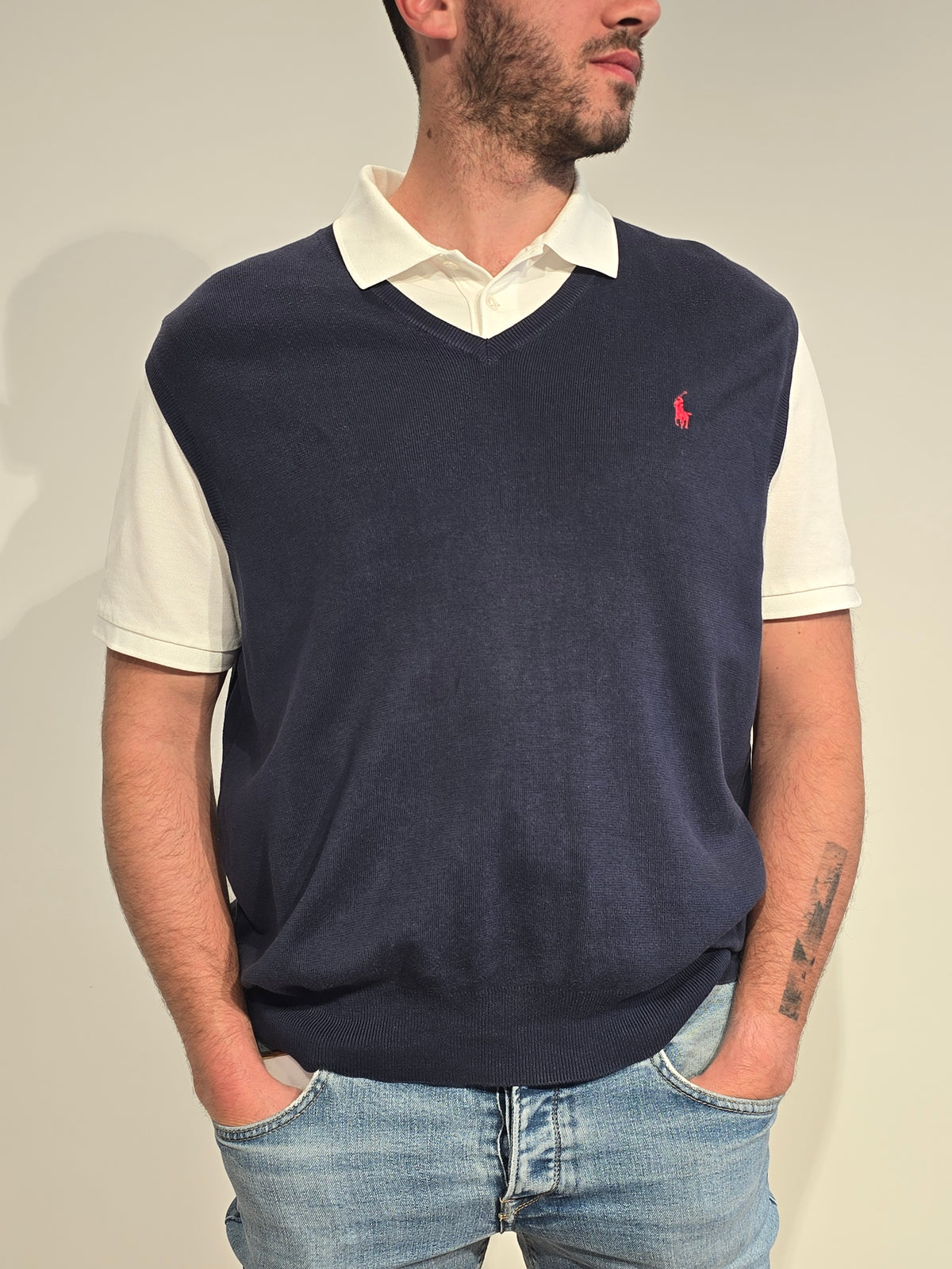 Pull sans manches marine - XL