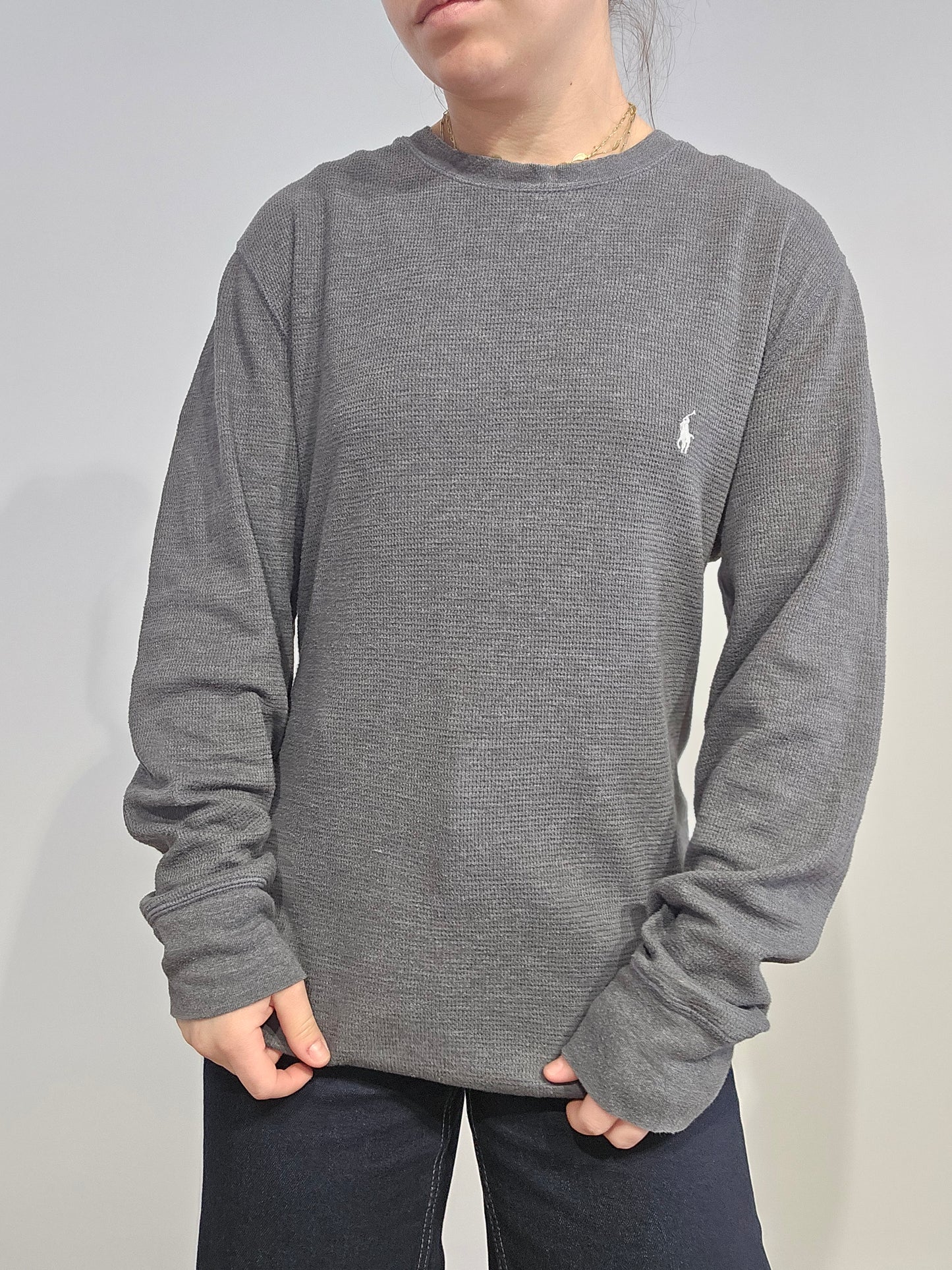 Pull léger en coton gris foncé - L