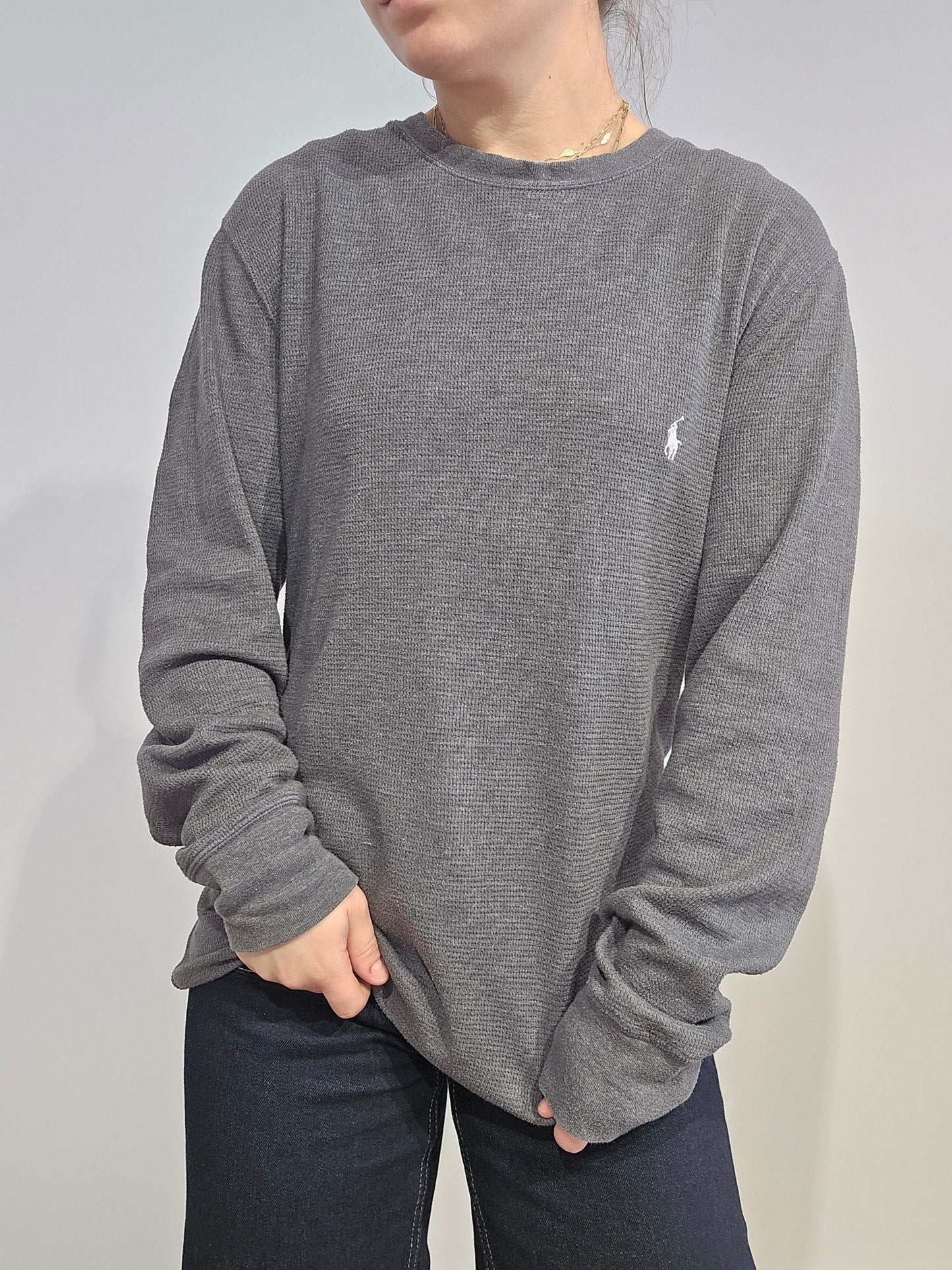 Pull léger en coton gris foncé - L