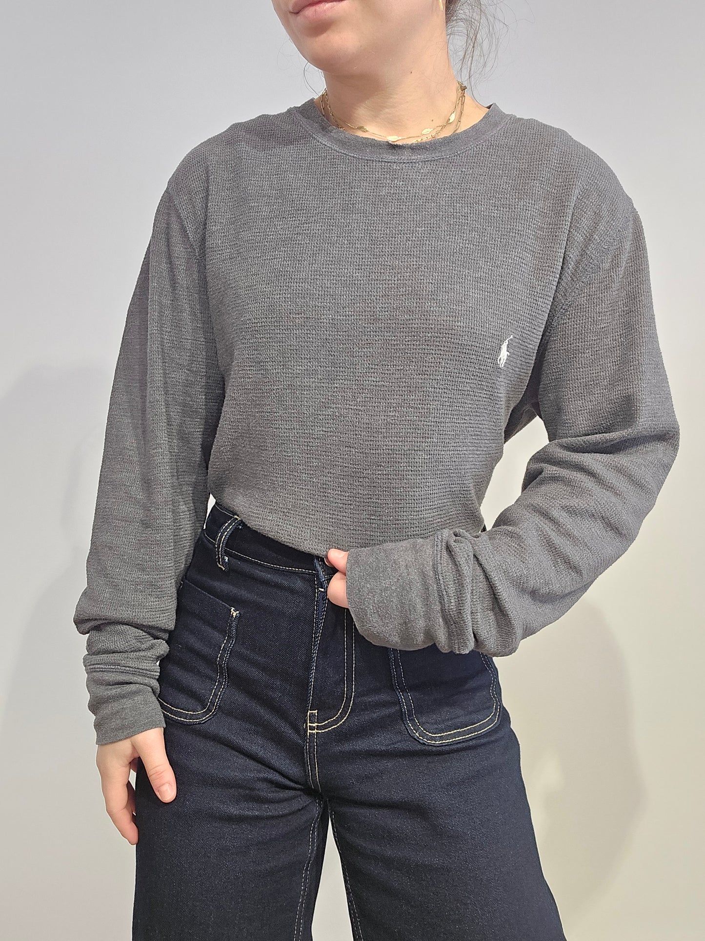 Pull léger en coton gris foncé - L