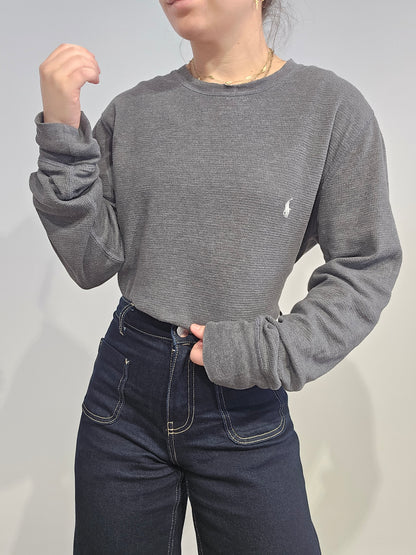 Pull léger en coton gris foncé - L