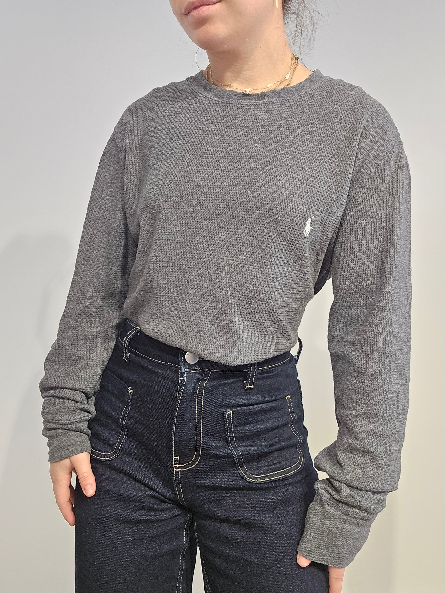 Pull léger en coton gris foncé - L