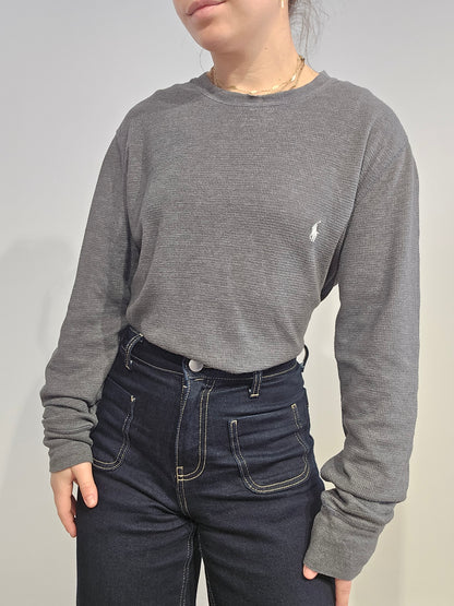 Pull léger en coton gris foncé - L