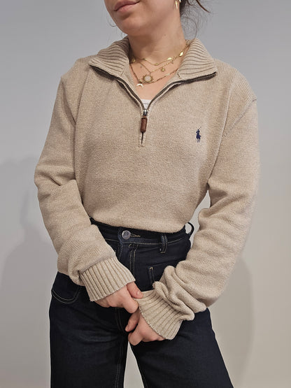 Pull camionneur Ralph Lauren en maille beige - XL