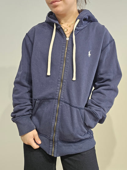 Veste à capuche en coton bleu marine - M