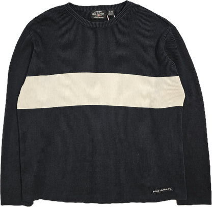 Pull en maille noir et blanc vintage - XL