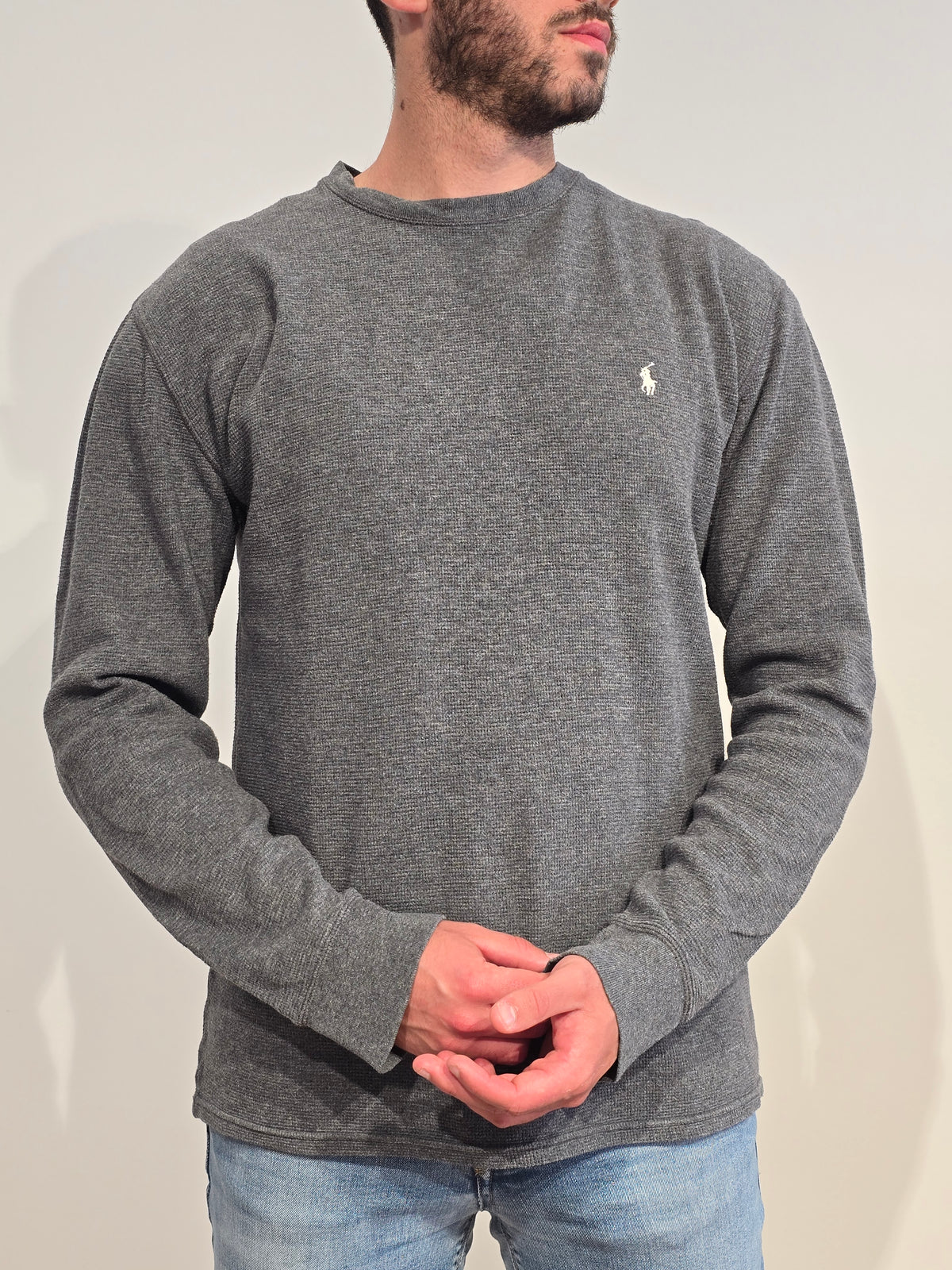 Pull léger en coton gris - L