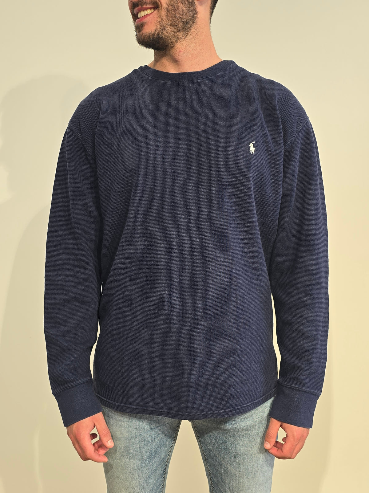 Pull léger en coton bleu marine - XXL