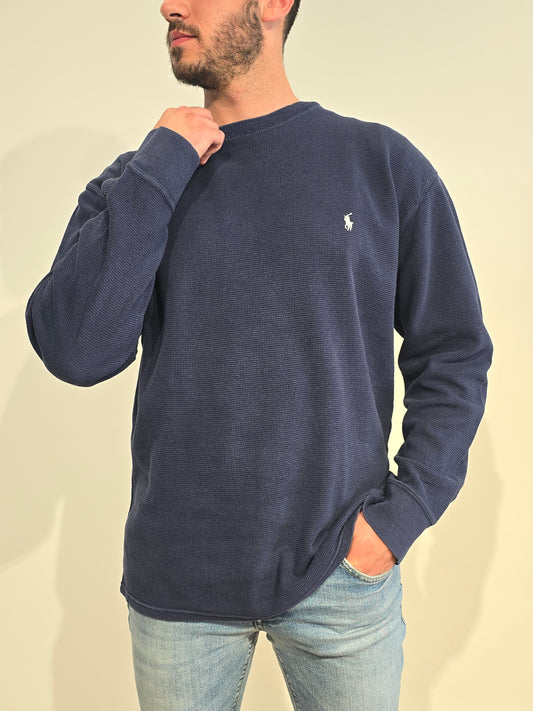 Pull léger en coton bleu marine - XXL