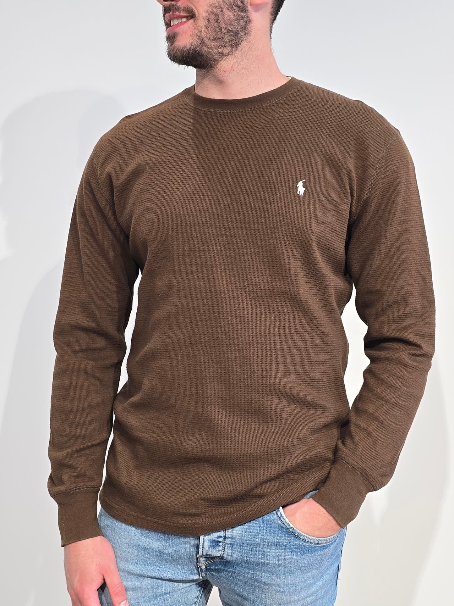 Pull léger en coton marron - M