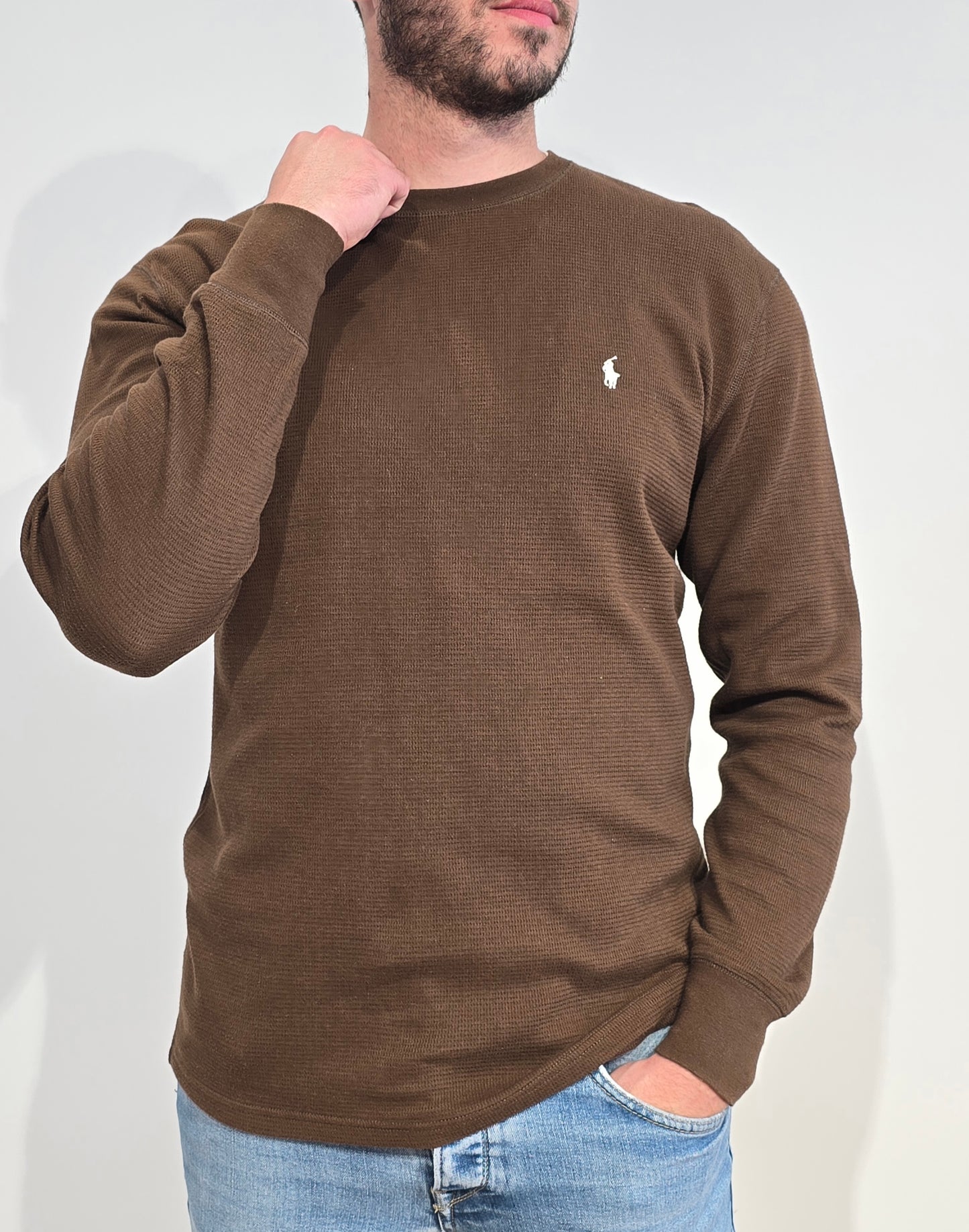 Pull léger en coton marron - M