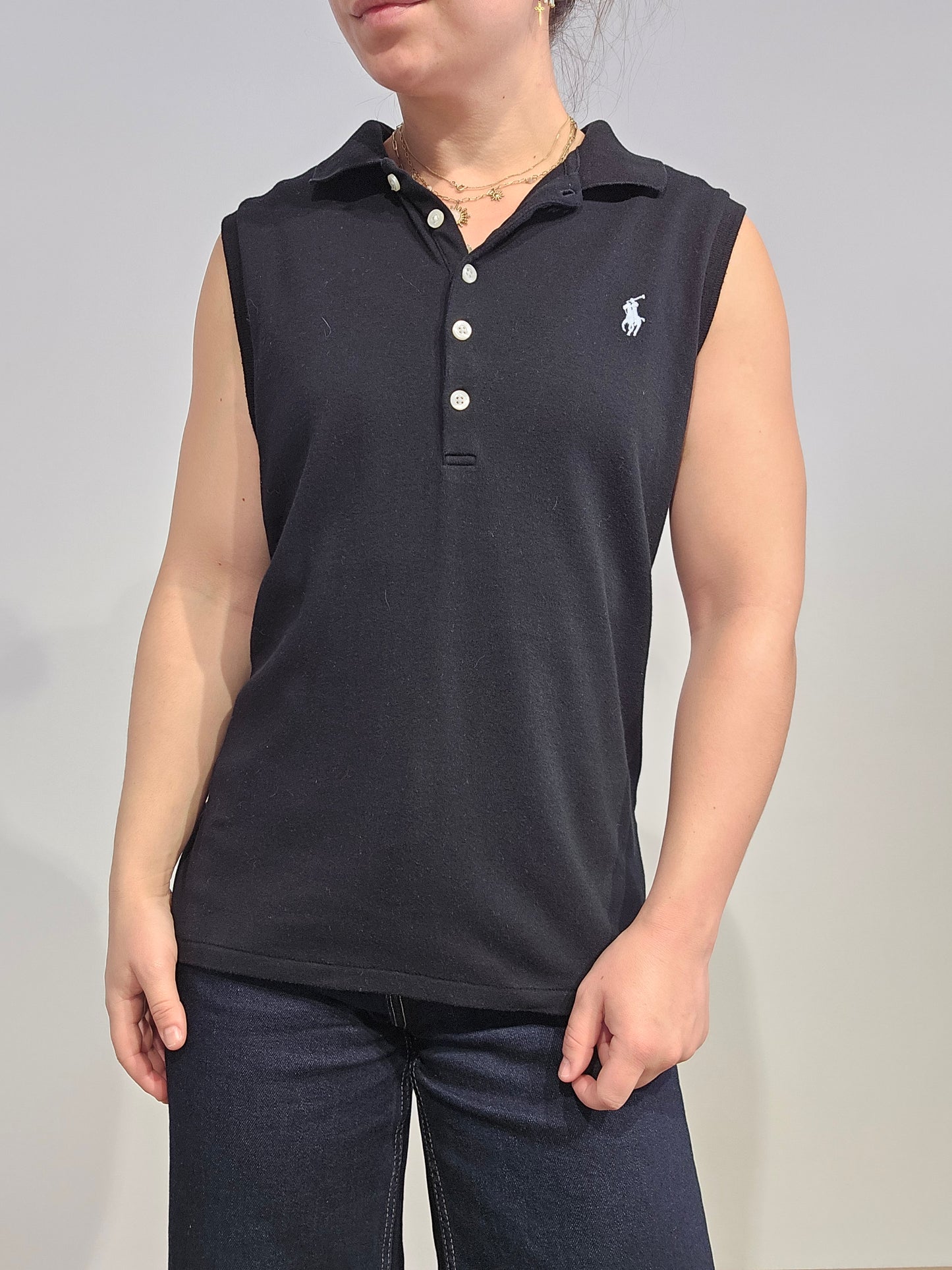 Polo silm fit en coton noir - L/XL