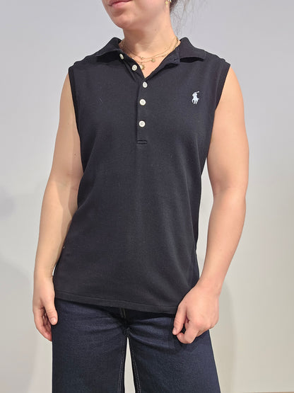 Polo silm fit en coton noir - L/XL