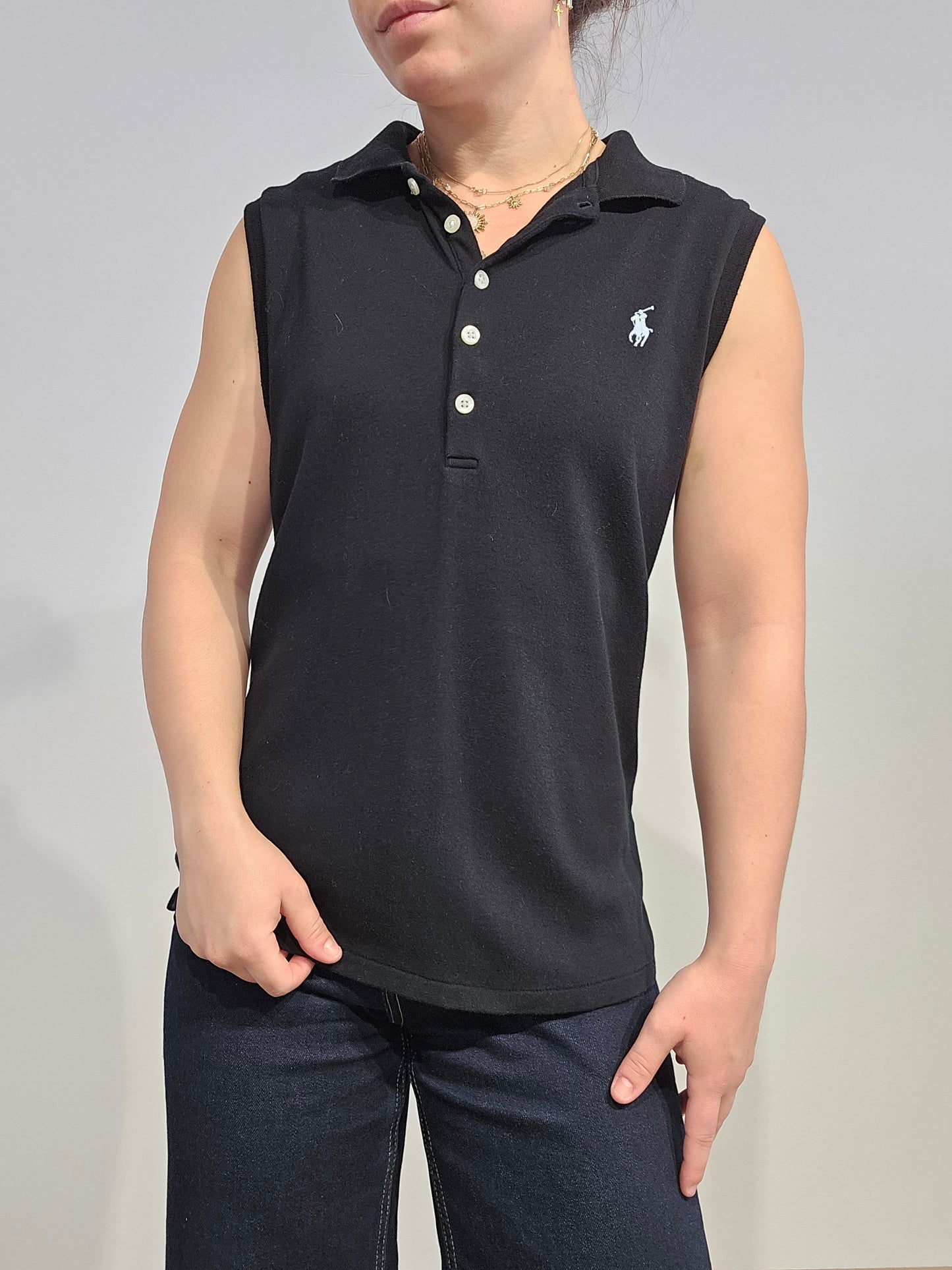 Polo silm fit en coton noir - L/XL