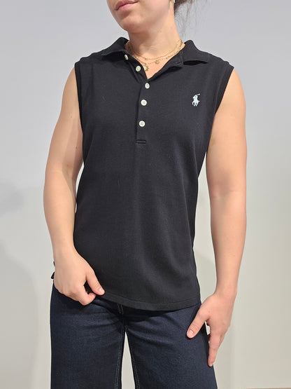 Polo silm fit en coton noir - L/XL