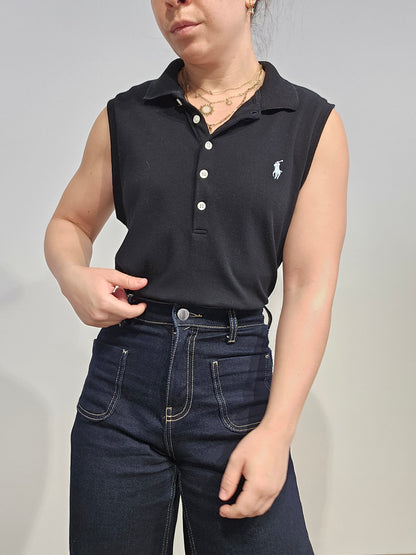 Polo silm fit en coton noir - L/XL