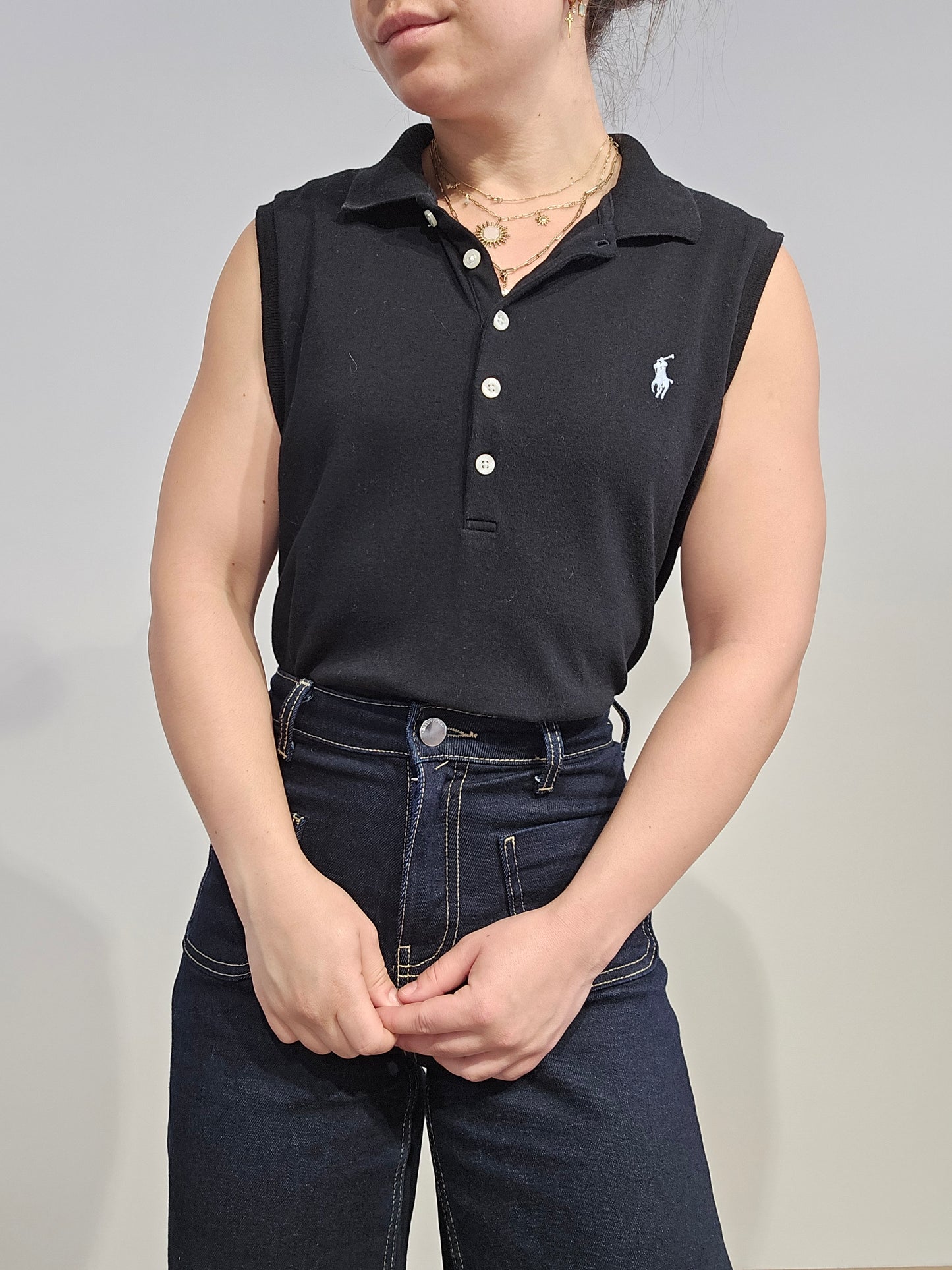 Polo silm fit en coton noir - L/XL