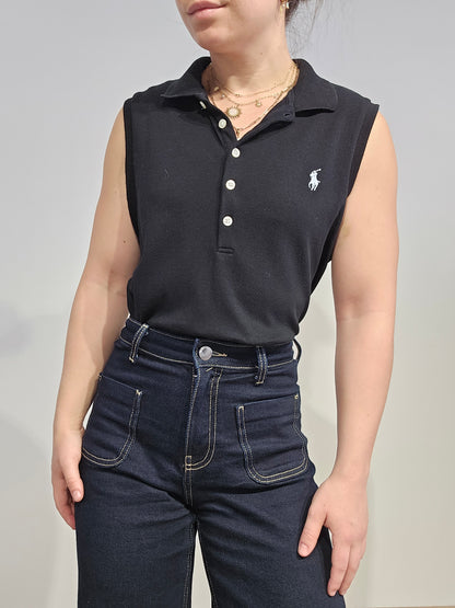 Polo silm fit en coton noir - L/XL