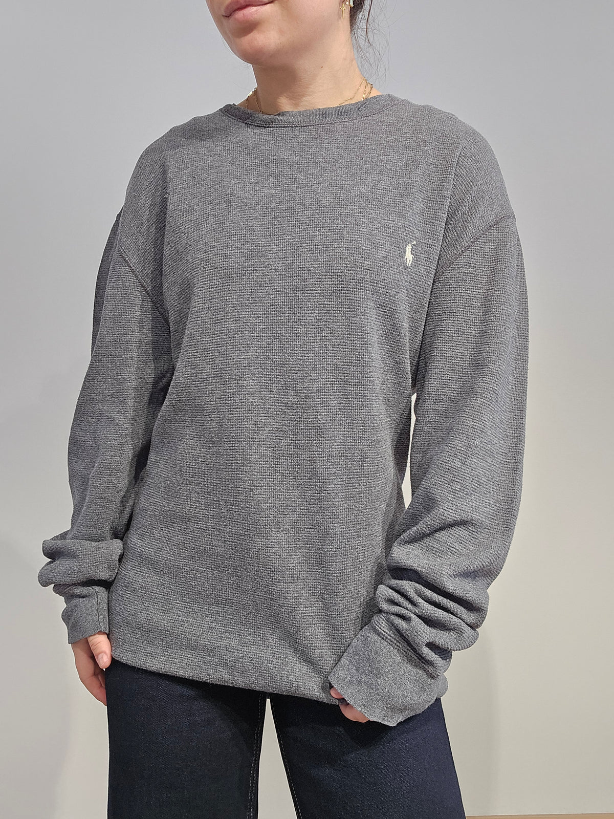 Pull léger en coton gris - XL