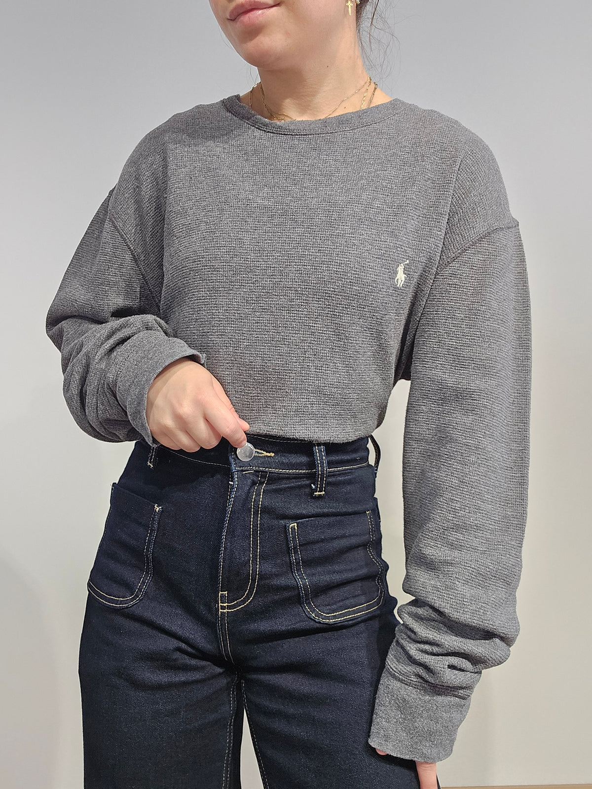Pull léger en coton gris - XL