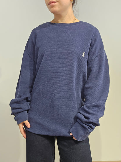 Pull léger en coton bleu marine - XXL