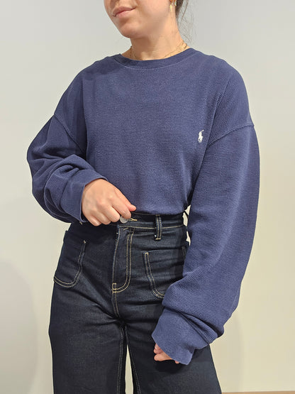 Pull léger en coton bleu marine - XXL
