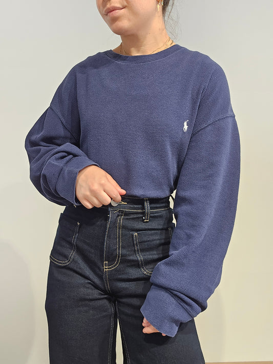 Pull léger en coton bleu marine - XXL