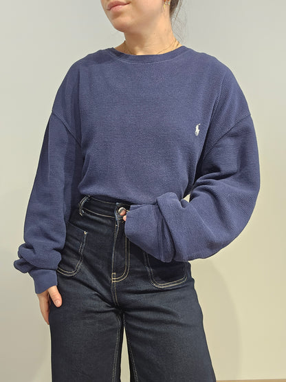 Pull léger en coton bleu marine - XXL