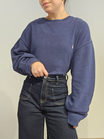 Pull léger en coton bleu marine - XXL