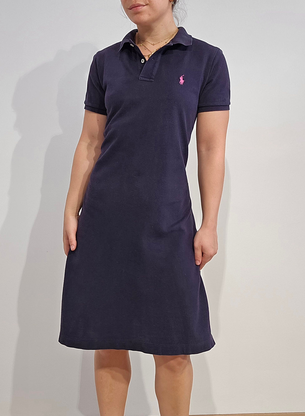 Robe col polo bleu marine - M