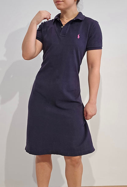 Robe col polo bleu marine - M
