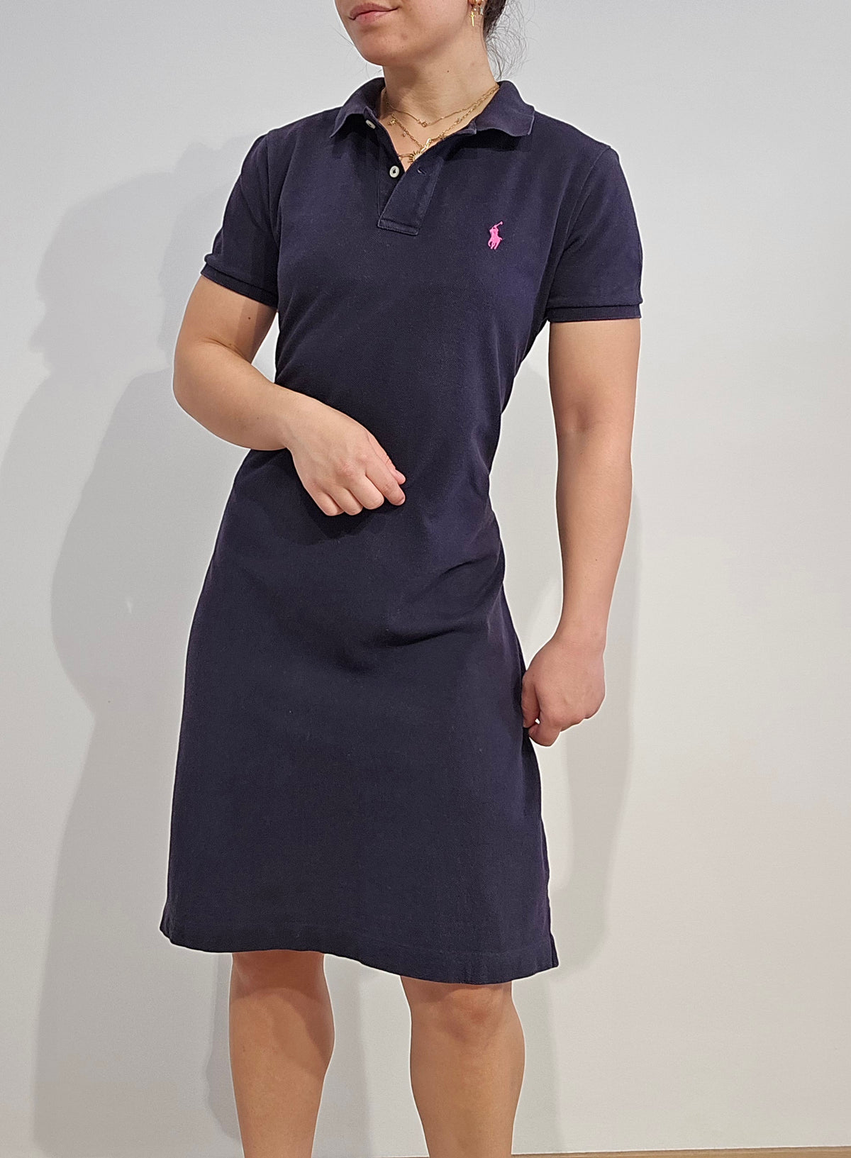Robe col polo bleu marine - M