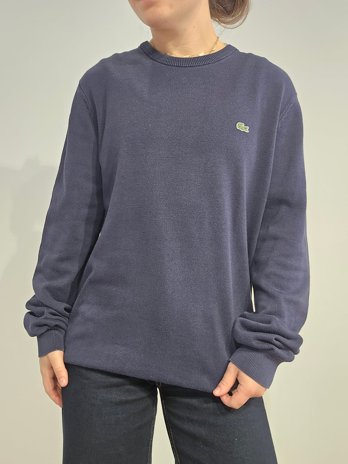 Pull bleu foncé en coton - M